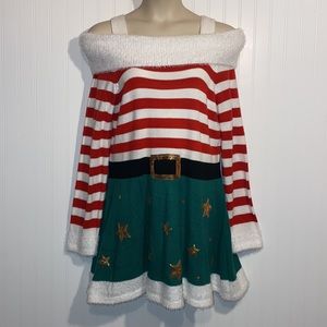 Holiday Time Red and Green Striped Dress